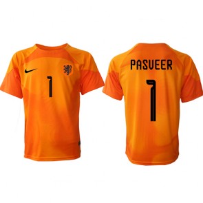 Lacne Muži Futbalové dres Holandsko Remko Pasveer #1 Brankarsky  MS 2022 Krátky Rukáv - Preč